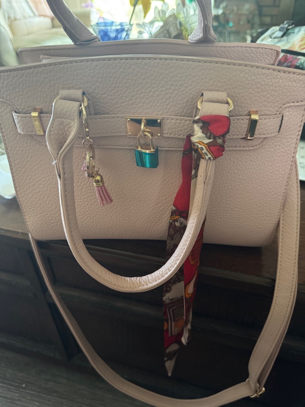 Pebbled Light Pink Satchel Handbag with Gold Hardware Only used once